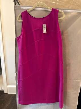 Ann Taylor Fuchsia Pink Ribbed Textured Pintuck Sheath Dress